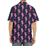 Purple Seahorse Pattern Print Aloha Shirt