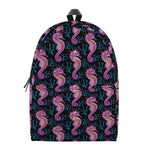 Purple Seahorse Pattern Print Backpack