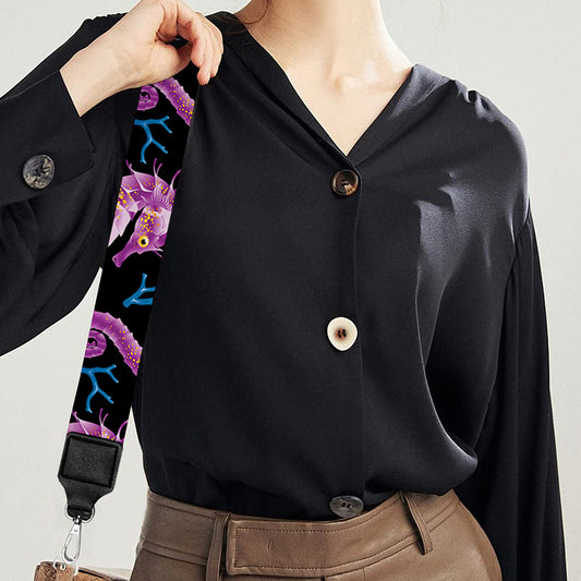 Purple Seahorse Pattern Print Bag Strap
