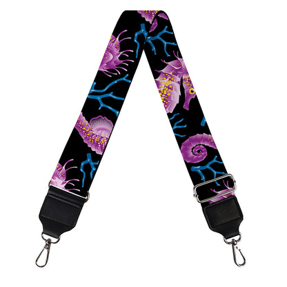 Purple Seahorse Pattern Print Bag Strap