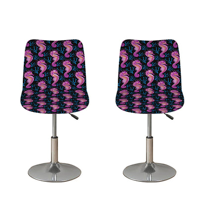 Purple Seahorse Pattern Print Bar Stool Covers