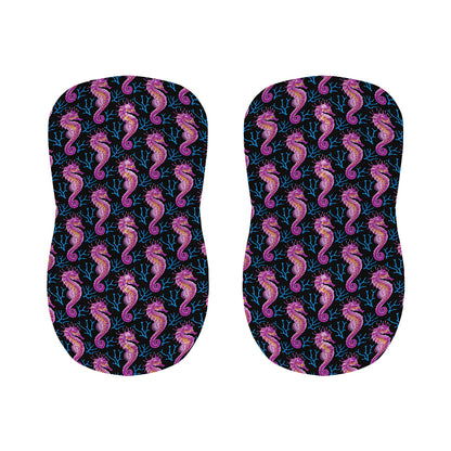 Purple Seahorse Pattern Print Bar Stool Covers