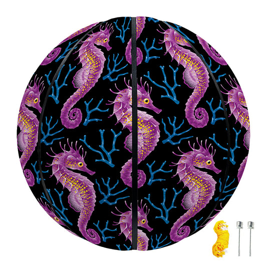 Purple Seahorse Pattern Print Basketball