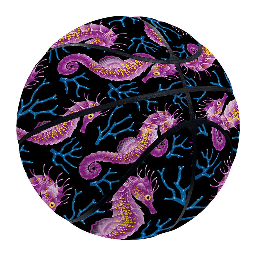 Purple Seahorse Pattern Print Basketball