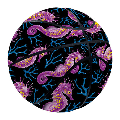 Purple Seahorse Pattern Print Basketball