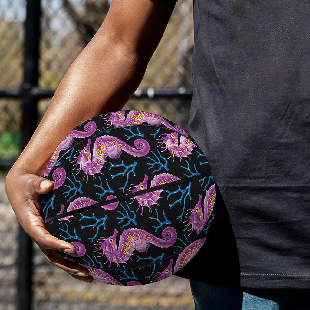 Purple Seahorse Pattern Print Basketball