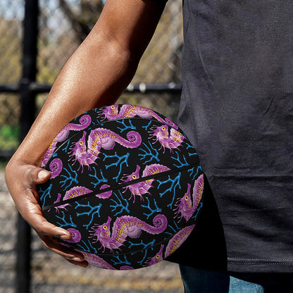Purple Seahorse Pattern Print Basketball