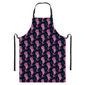 Purple Seahorse Pattern Print Bib Apron With Pocket