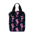 Purple Seahorse Pattern Print Bible Tote Bag