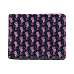 Purple Seahorse Pattern Print Bifold Wallet