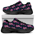 Purple Seahorse Pattern Print Black Chunky Shoes