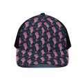 Purple Seahorse Pattern Print Black Mesh Trucker Hat