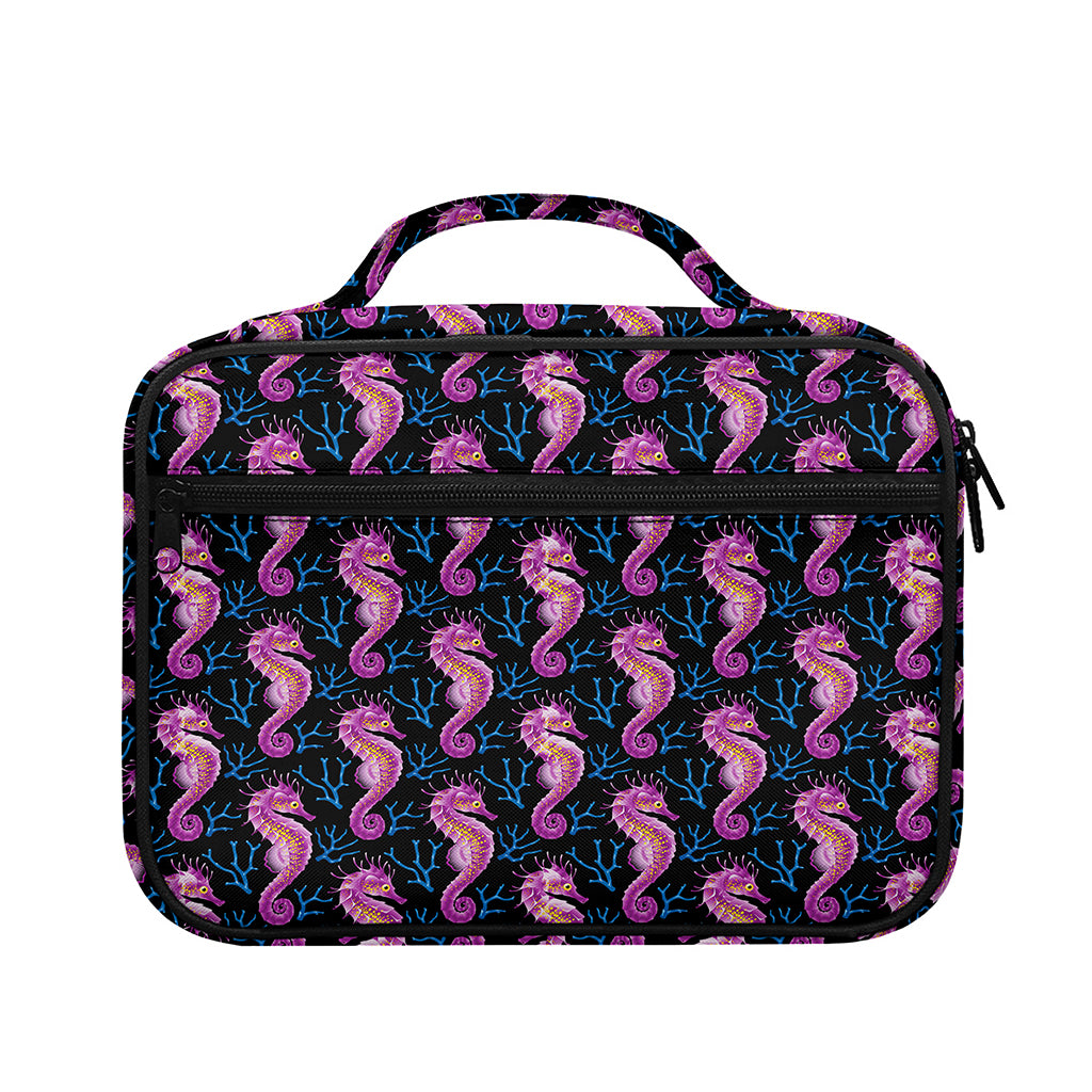 Purple Seahorse Pattern Print Briefcase Bible Bag