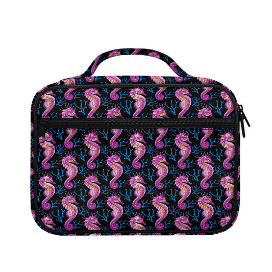 Purple Seahorse Pattern Print Briefcase Bible Bag