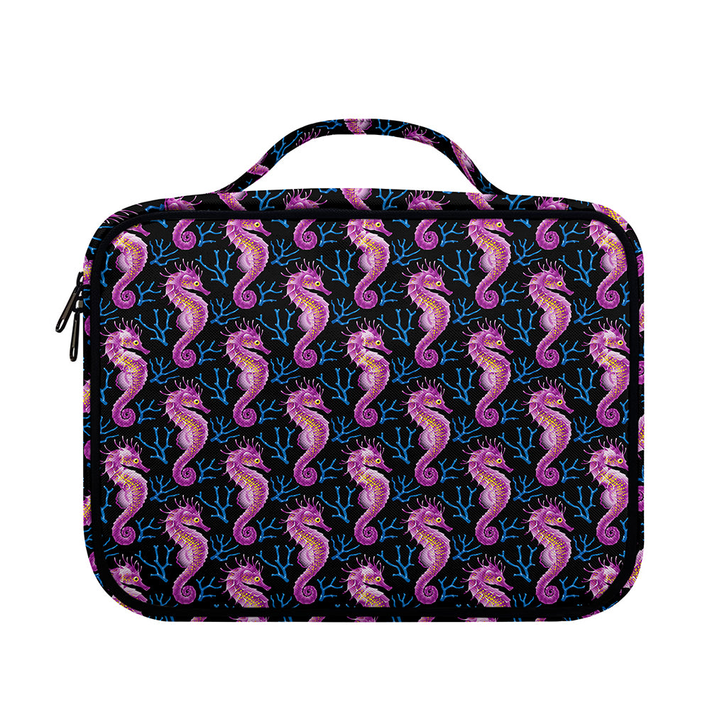 Purple Seahorse Pattern Print Briefcase Bible Bag