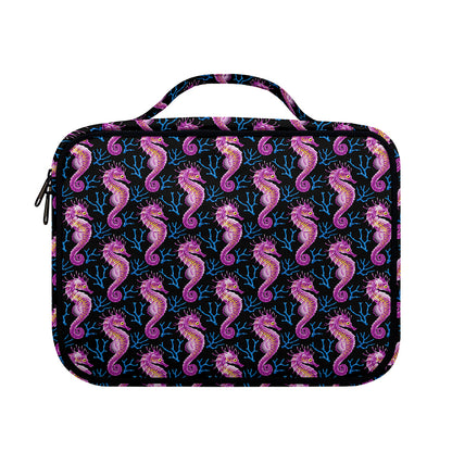 Purple Seahorse Pattern Print Briefcase Bible Bag