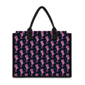 Purple Seahorse Pattern Print Canvas Tote Bag