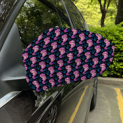 Purple Seahorse Pattern Print Car Side Mirror Covers