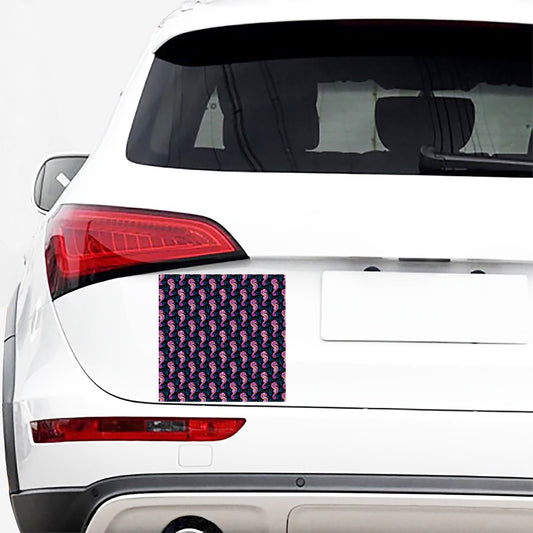 Purple Seahorse Pattern Print Car Sticker