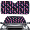 Purple Seahorse Pattern Print Car Windshield Sun Shade