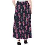 Purple Seahorse Pattern Print Chiffon Maxi Skirt