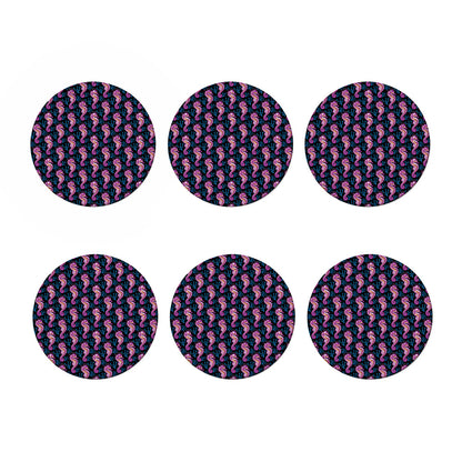 Purple Seahorse Pattern Print Coaster Set