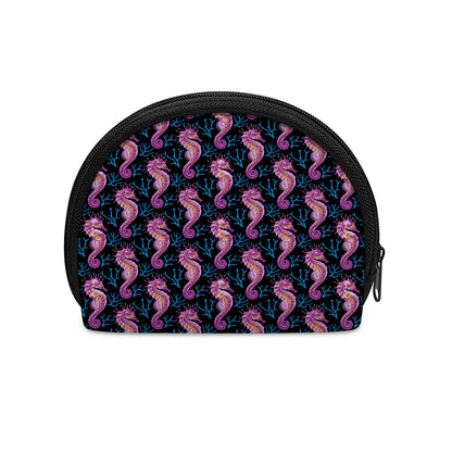 Purple Seahorse Pattern Print Coin Purse