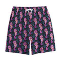 Purple Seahorse Pattern Print Cotton Shorts