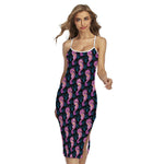 Purple Seahorse Pattern Print Cross Back Cami Dress