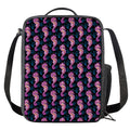 Purple Seahorse Pattern Print Crossbody Lunch Bag