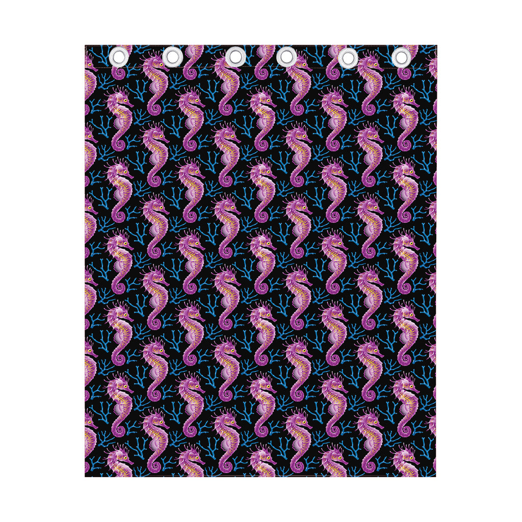 Purple Seahorse Pattern Print Curtain