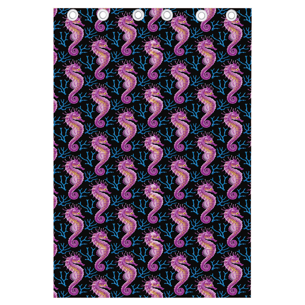 Purple Seahorse Pattern Print Curtain