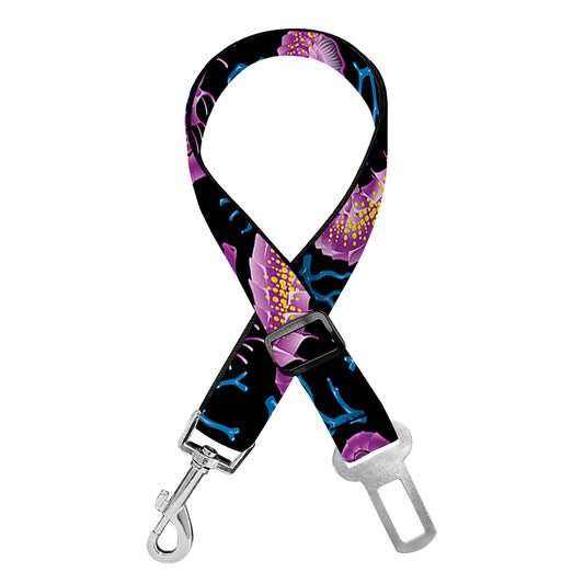 Purple Seahorse Pattern Print Dog Seat Belt