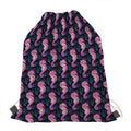 Purple Seahorse Pattern Print Drawstring Bag