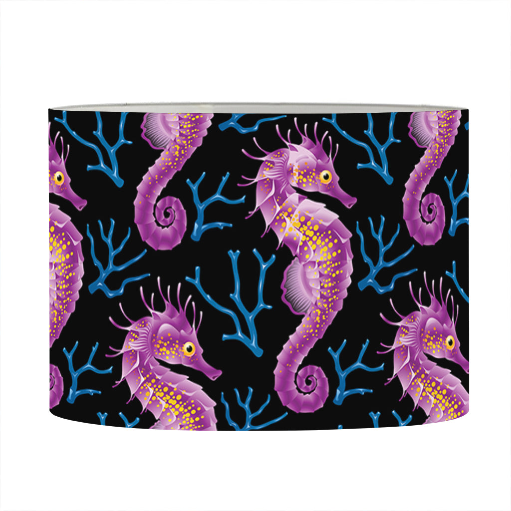 Purple Seahorse Pattern Print Drum Lamp Shade