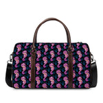 Purple Seahorse Pattern Print Duffle Bag