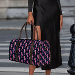 Purple Seahorse Pattern Print Duffle Bag