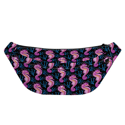 Purple Seahorse Pattern Print Fanny Pack