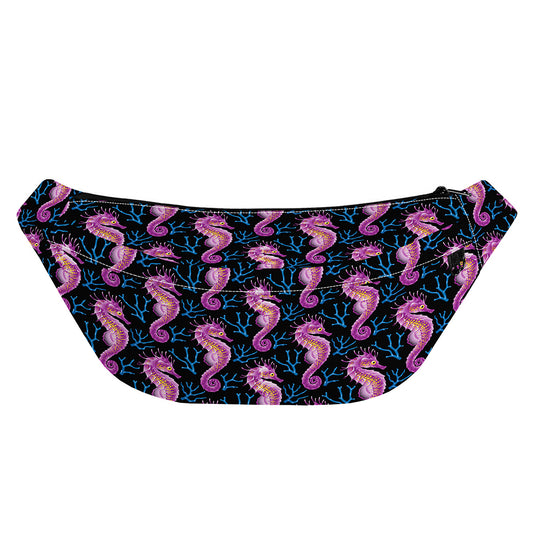 Purple Seahorse Pattern Print Fanny Pack