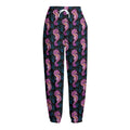 Purple Seahorse Pattern Print Fleece Lined Knit Pants