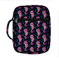 Purple Seahorse Pattern Print Front Pocket Bible Bag