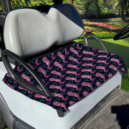 Purple Seahorse Pattern Print Golf Cart Seat Cover