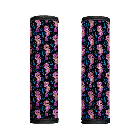 Purple Seahorse Pattern Print Handle Covers