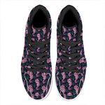 Purple Seahorse Pattern Print High Top Leather Sneakers