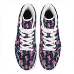 Purple Seahorse Pattern Print High Top Leather Sneakers