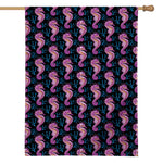 Purple Seahorse Pattern Print House Flag