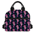 Purple Seahorse Pattern Print Insulated Lunch Bag