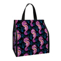 Purple Seahorse Pattern Print Insulated Lunch Tote