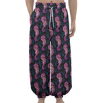 Purple Seahorse Pattern Print Lantern Pants