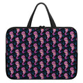 Purple Seahorse Pattern Print Laptop Sleeve With Handle